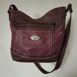 Brown and Burgundy Women's Shoulder Bag